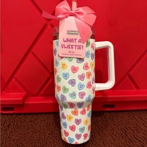 Heart Pattern Tumbler - Pink and Multicolor